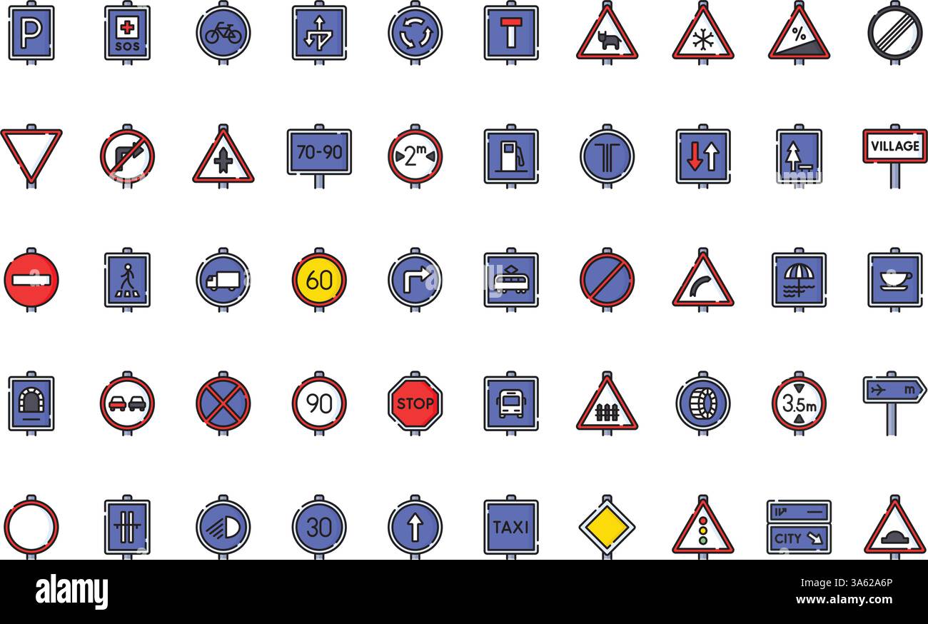 Traffic signs icons High-Quality Vector Icons Collection with Editable ...