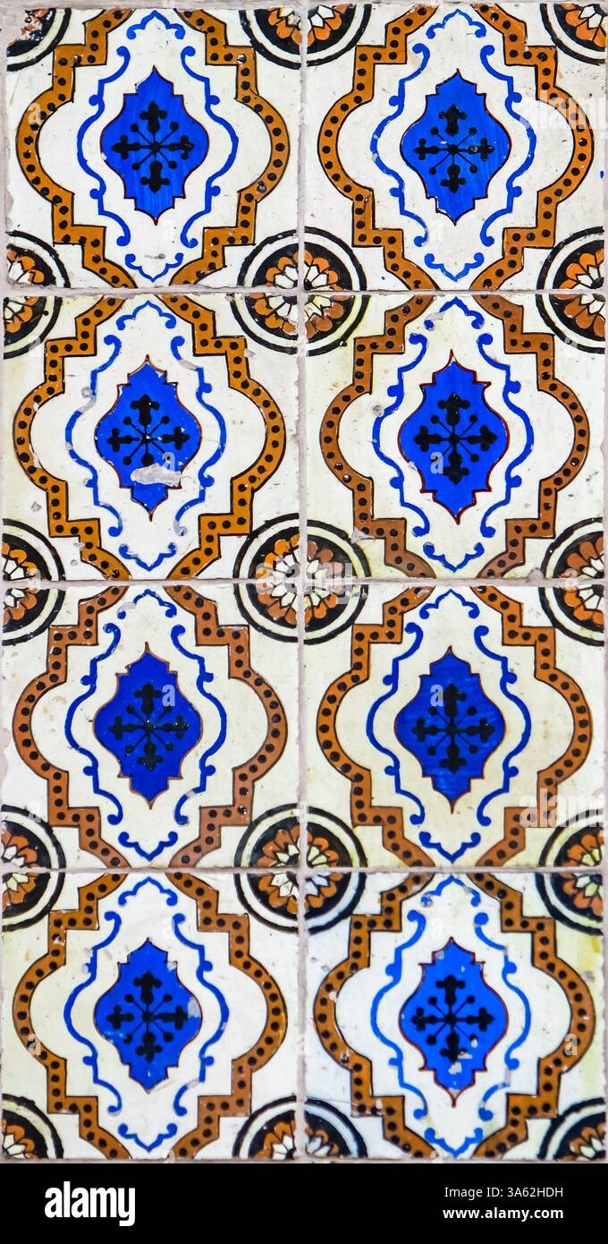 Intricate blue and white tiles adorn the walls, reflecting the vibrant