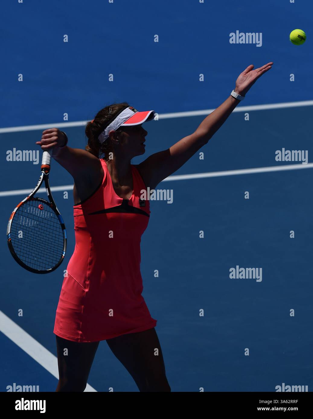 Jan. 21, 2015 - Melbourne, VICTORIA, AUSTRALIA - Germany's Julia Goerges in action during her match against Czech Republic's Klara Koukalova on day 3 of the Australian Open tennis on Show Court 3 in Melbourne, Australia. (Credit Image: Â© Theo Karanikos/ZUMAPRESS.com (Credit Image: © Theo Karanikos/ZUMA Wire) Stock Photo