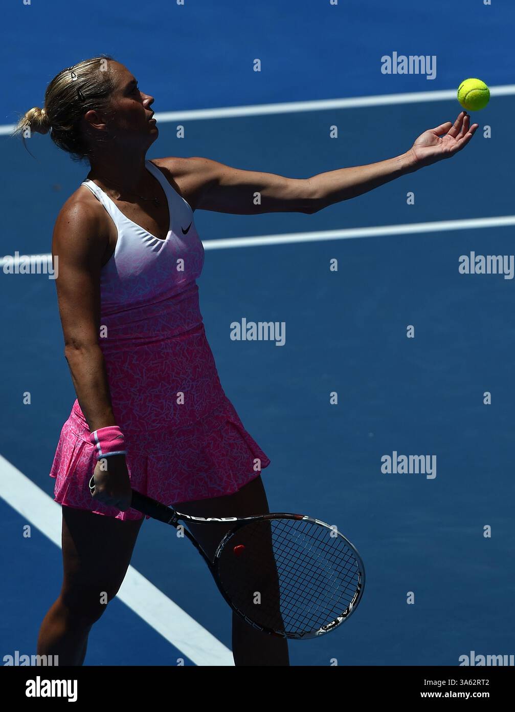 Jan. 21, 2015 - Melbourne, VICTORIA, AUSTRALIA - Czech Klara Koukalova in action during her match against Germany's Julia Goerges on day 3 of the Australian Open tennis on Show Court 3 in Melbourne, Australia. (Credit Image: Â© Theo Karanikos/ZUMAPRESS.com (Credit Image: © Theo Karanikos/ZUMA Wire) Stock Photo