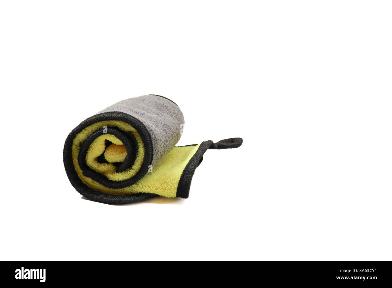 Rolled Yellow and Gray Microfiber Cloth Stock Photo
