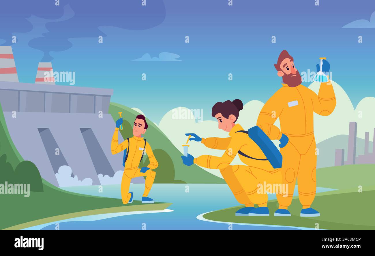 Water Sampling Comic Water samples. Characters scientists take water samples from polluted ...