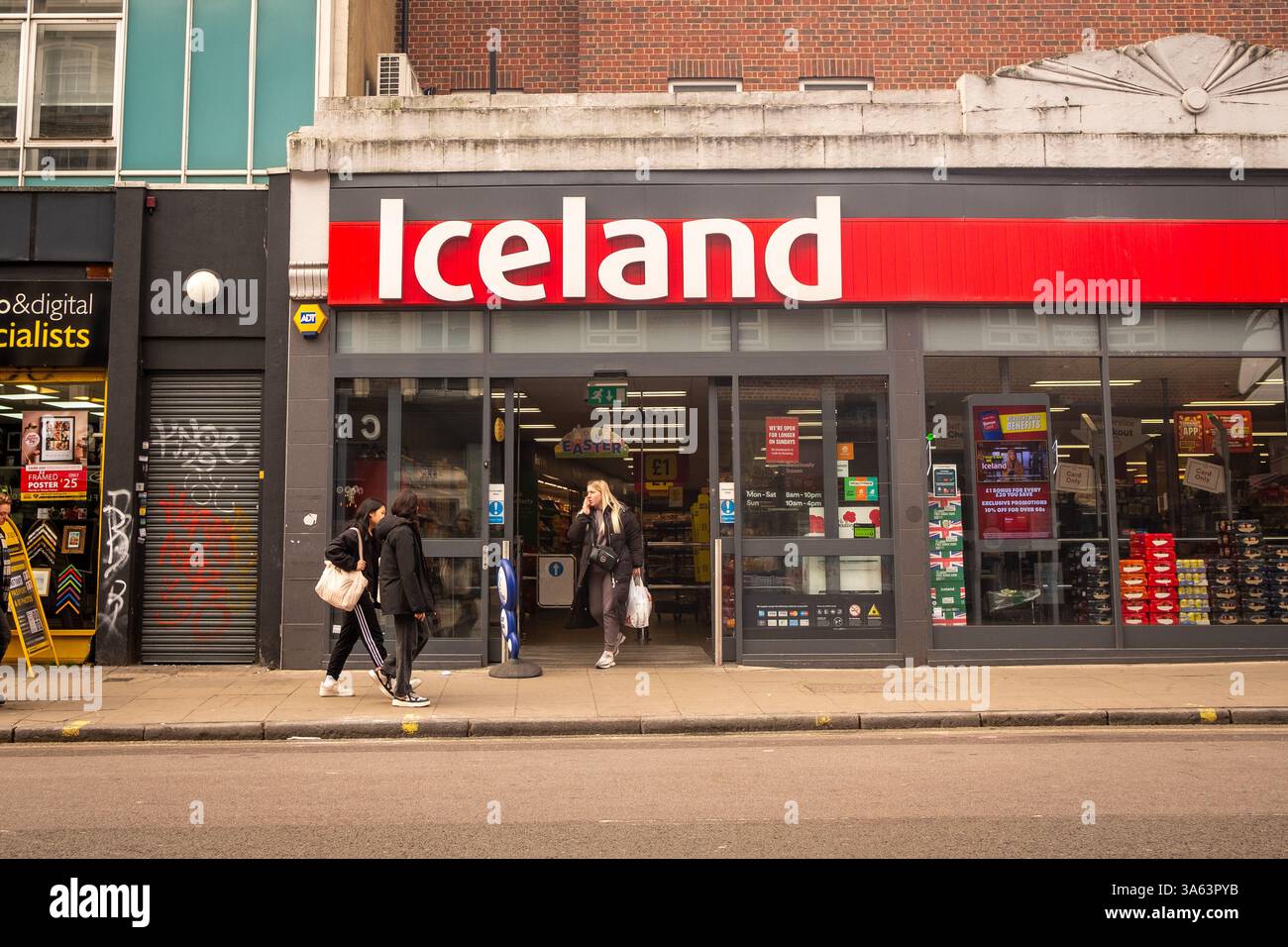 LONDON- MARCH 4, 2025: Iceland supermarket on Camden high street. British frozen food retailer Stock Photo