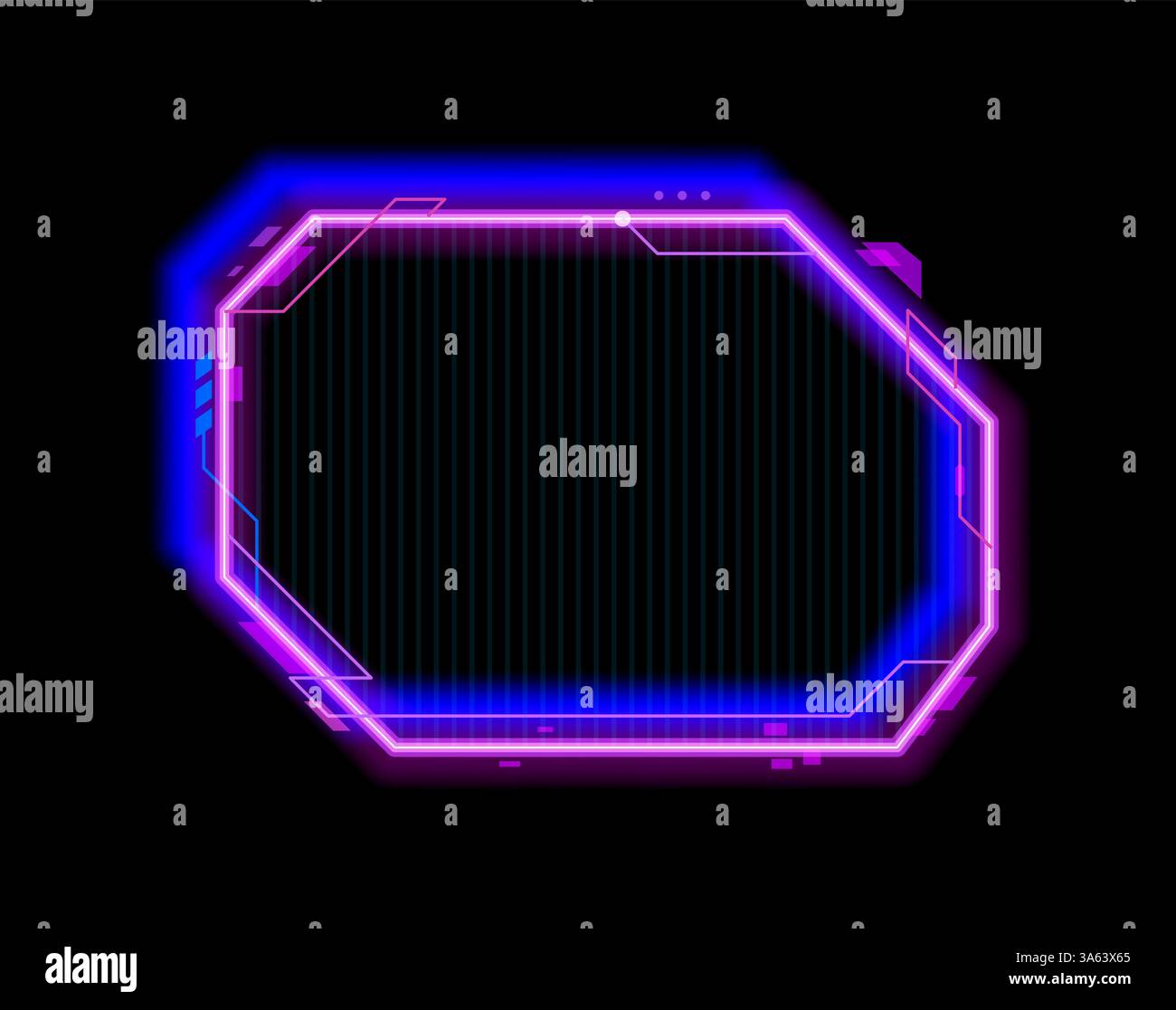 Mobile game electronic neon UI menu frame. SCI FI arcade futuristic HUD ...
