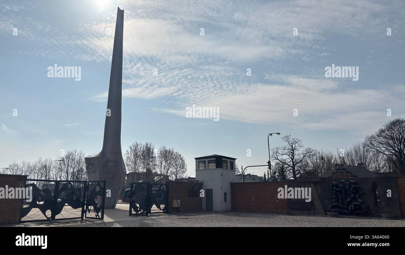 Radogoszcz Martyrdom Branch Museum. Fabric factory and World War Two torture prison in Łódź, Poland. WW2 historic location - Smartphone Captured Stock Image