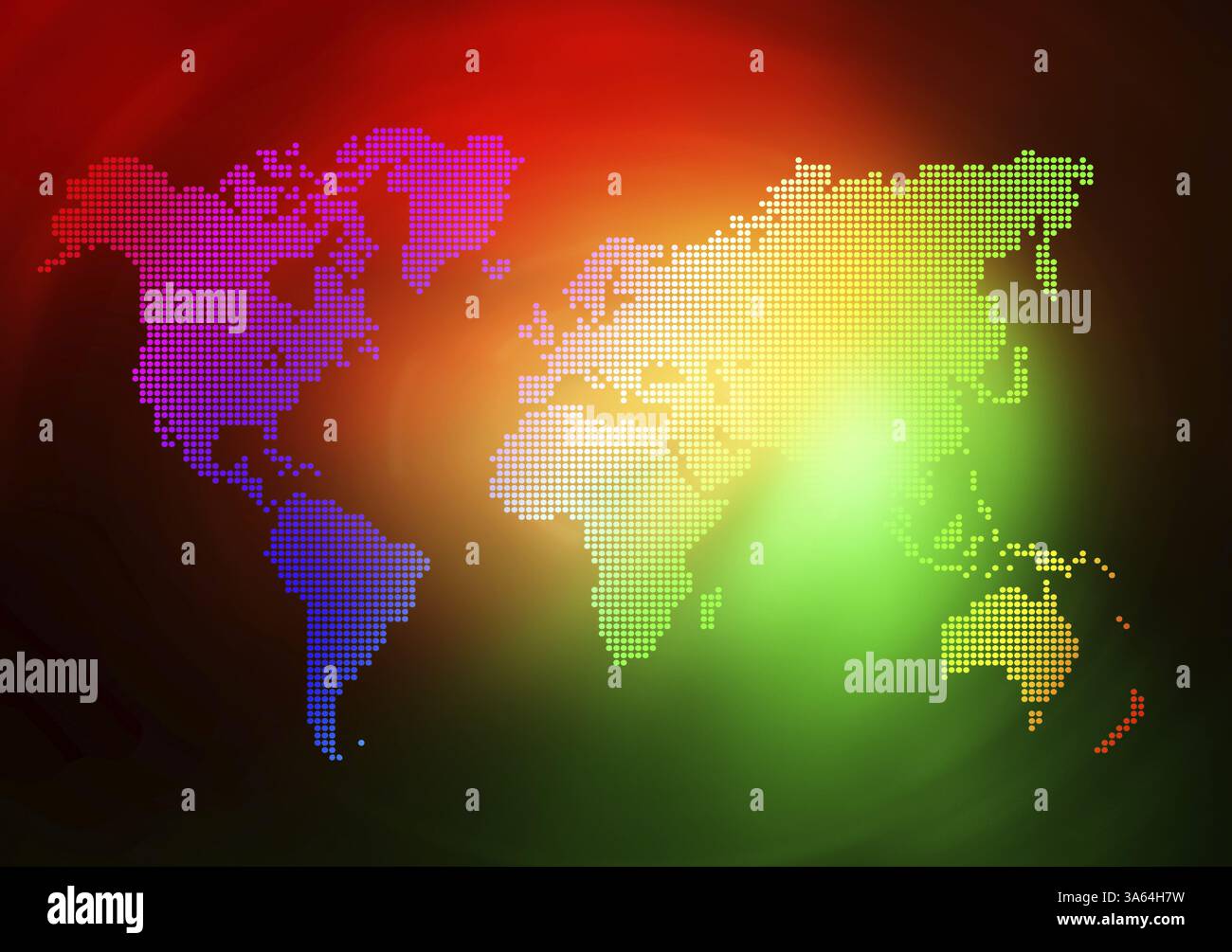 Dot World map business background. Red and green colors lights on ...