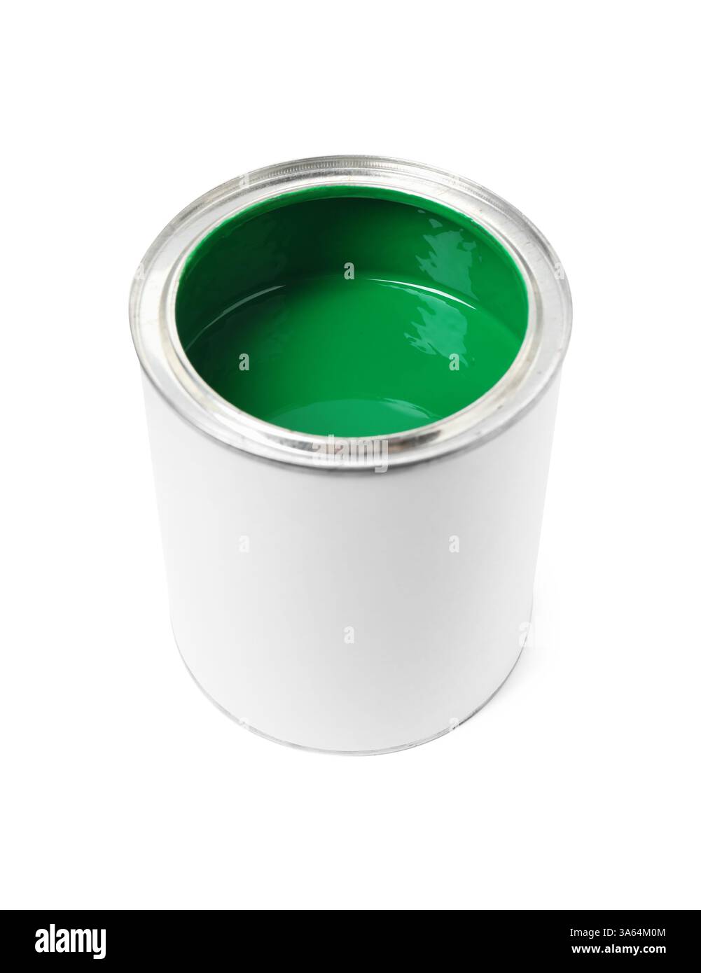 Can of light blue paint isolated on white Stock Photo - Alamy
