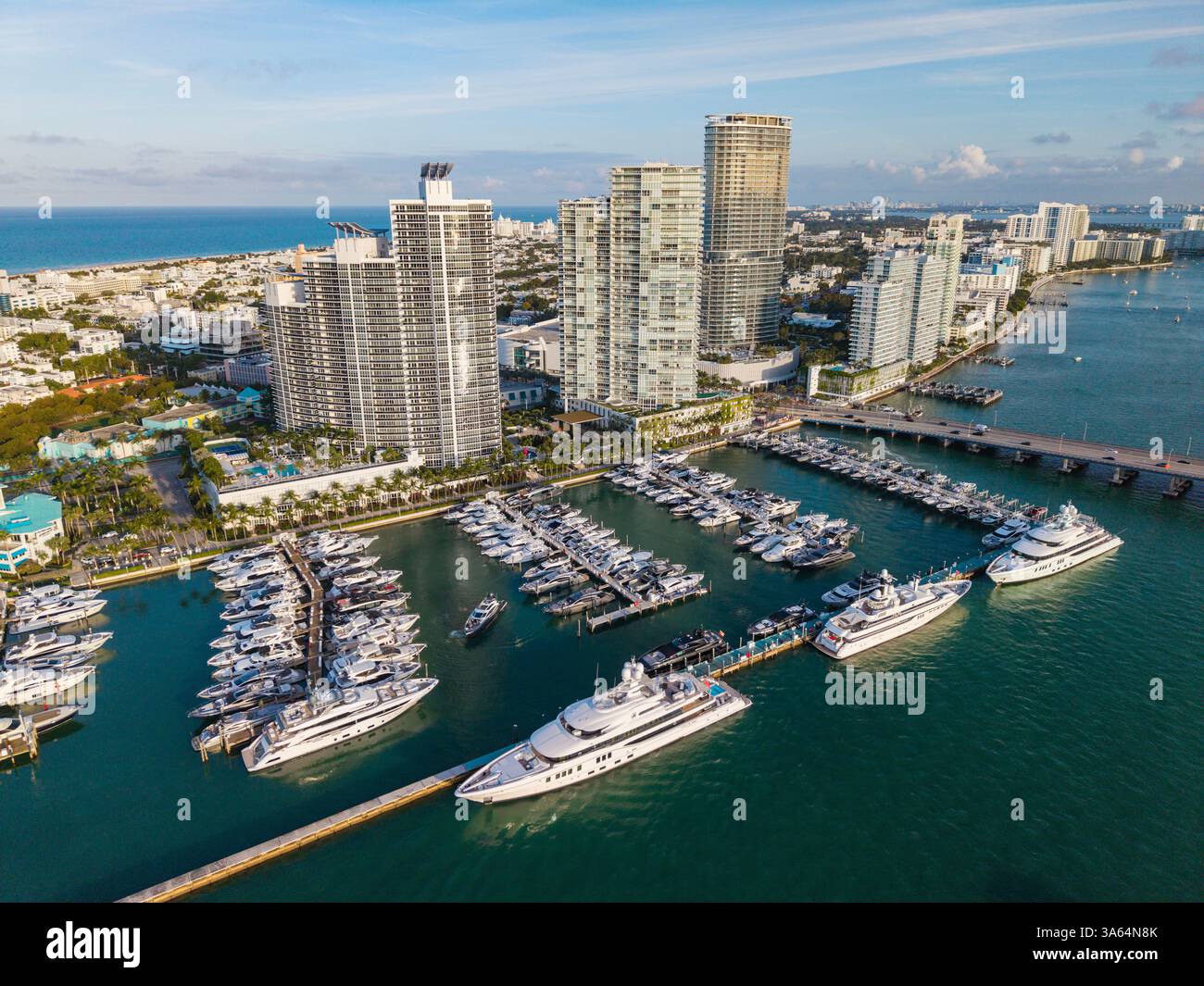 Luxury yacht charter. Miami port marina. Luxury yachting in summer ...