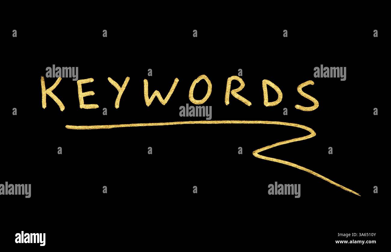 Keywords white text conception over black Stock Photo