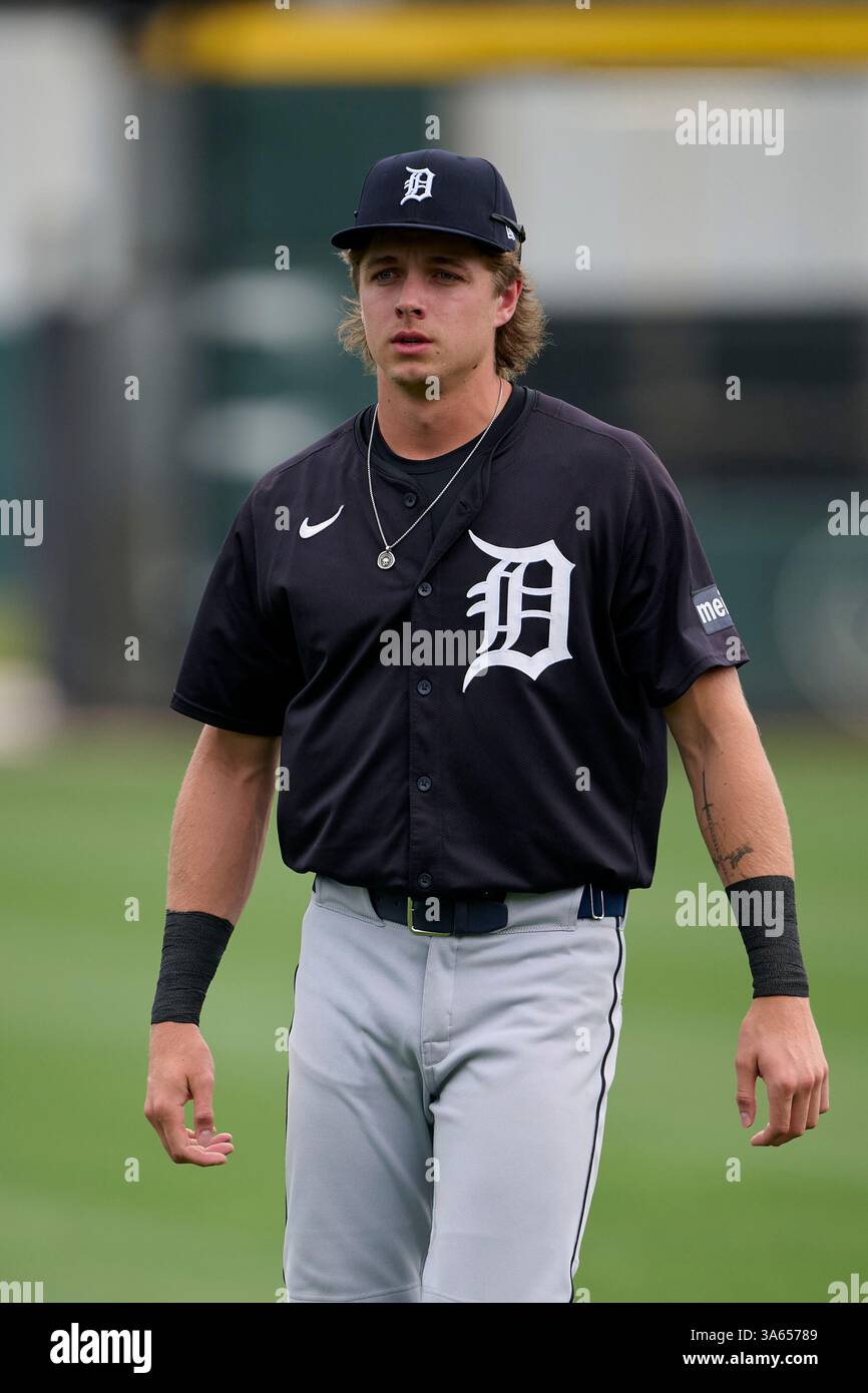 Detroit Tigers Bryce Rainer (28) during warmups before an MLB Spring ...