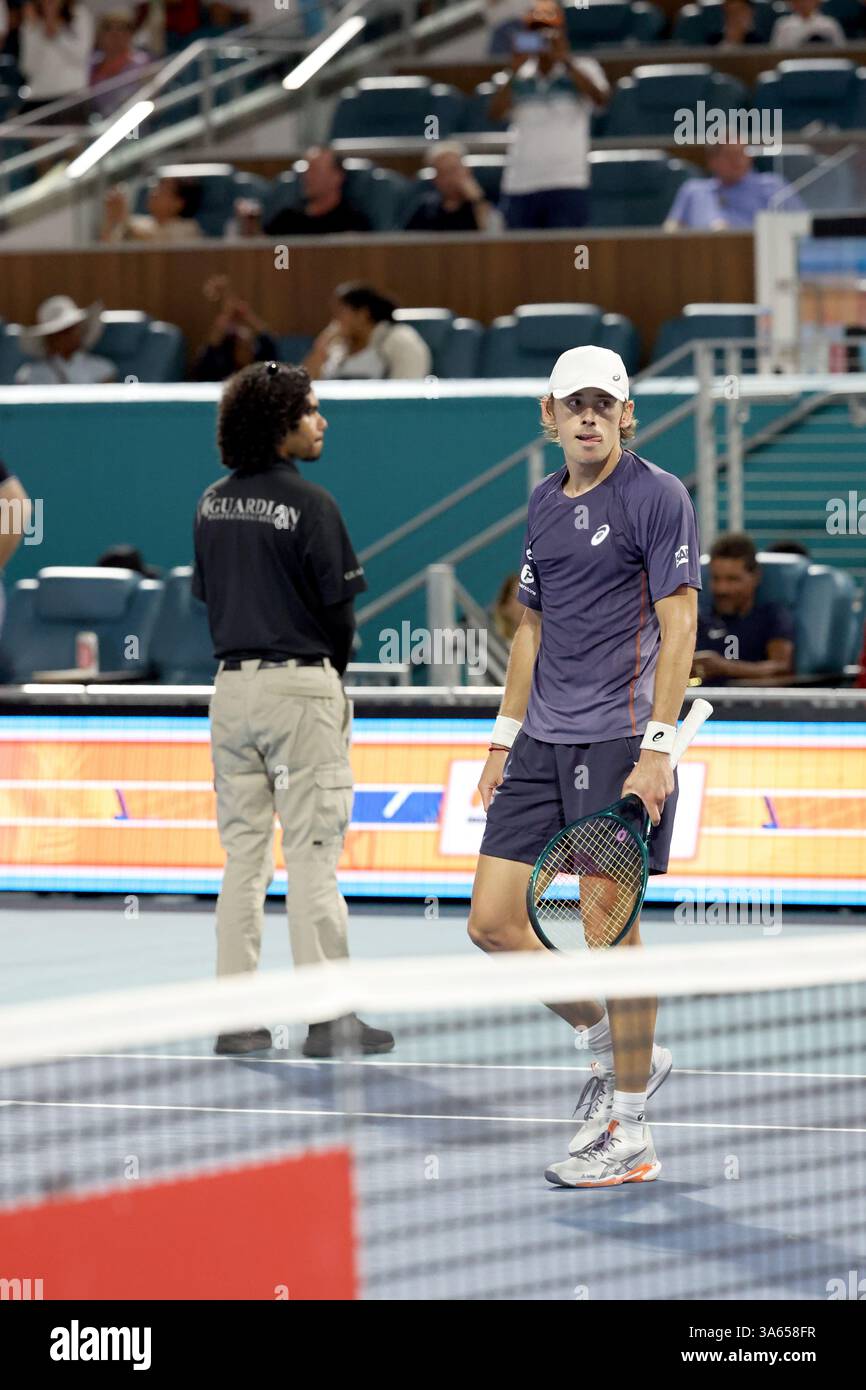 MIAMI GARDENS, FLORIDA - MARCH 24: Alex de Minaur of Australia defeats ...