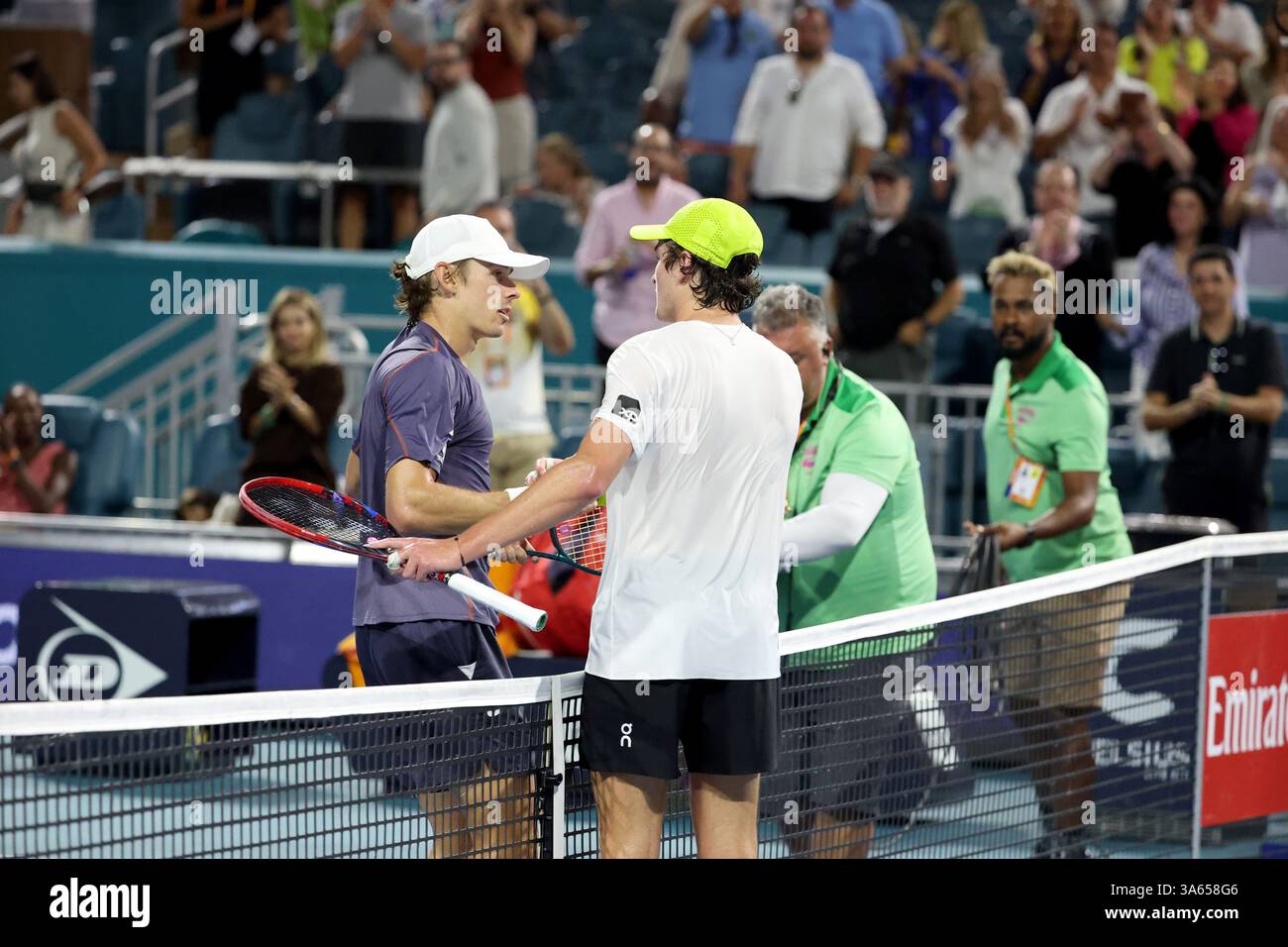 MIAMI GARDENS, FLORIDA - MARCH 24: Alex de Minaur of Australia defeats ...