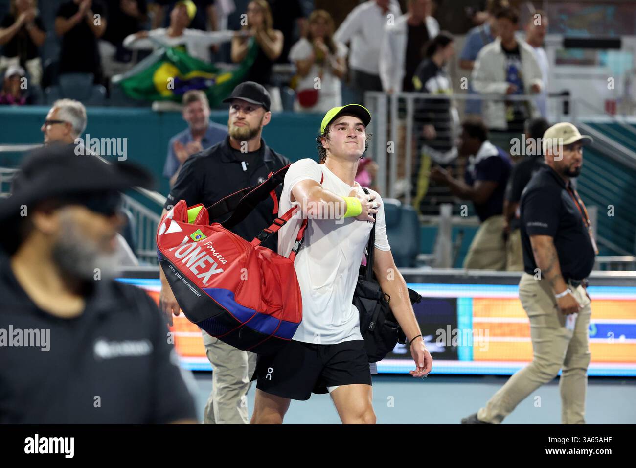 MIAMI GARDENS, FLORIDA - MARCH 24: Alex de Minaur of Australia defeats ...