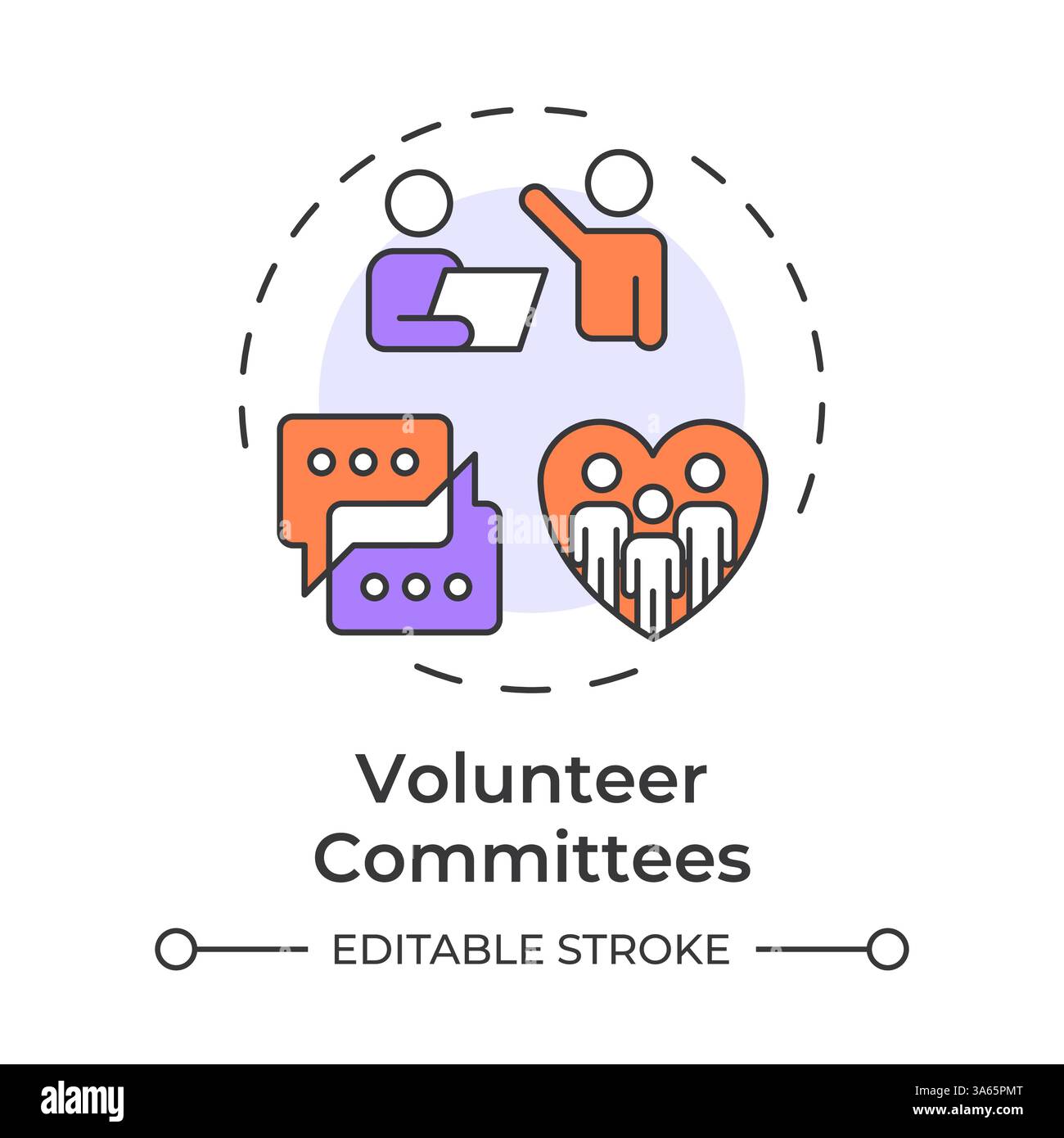 Volunteer committees multi color concept icon Stock Vector