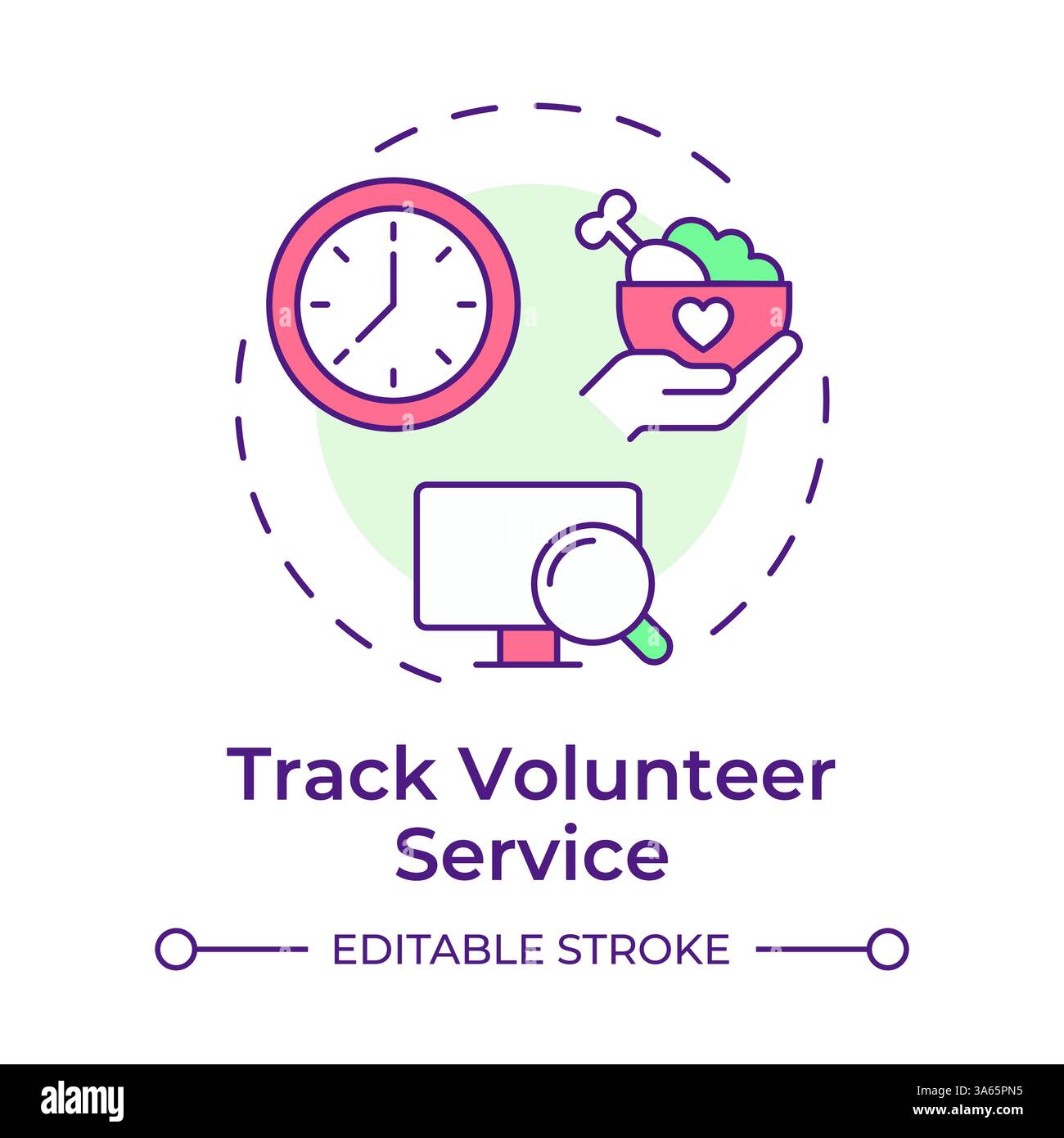 Track volunteer service multi color concept icon Stock Vector
