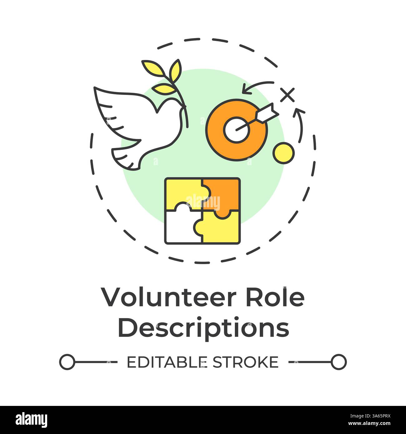 Volunteer reporting multi color concept icon Stock Vector
