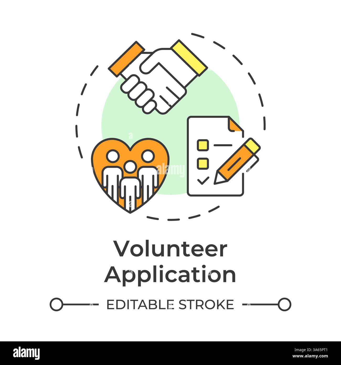 Volunteer application multi color concept icon Stock Vector