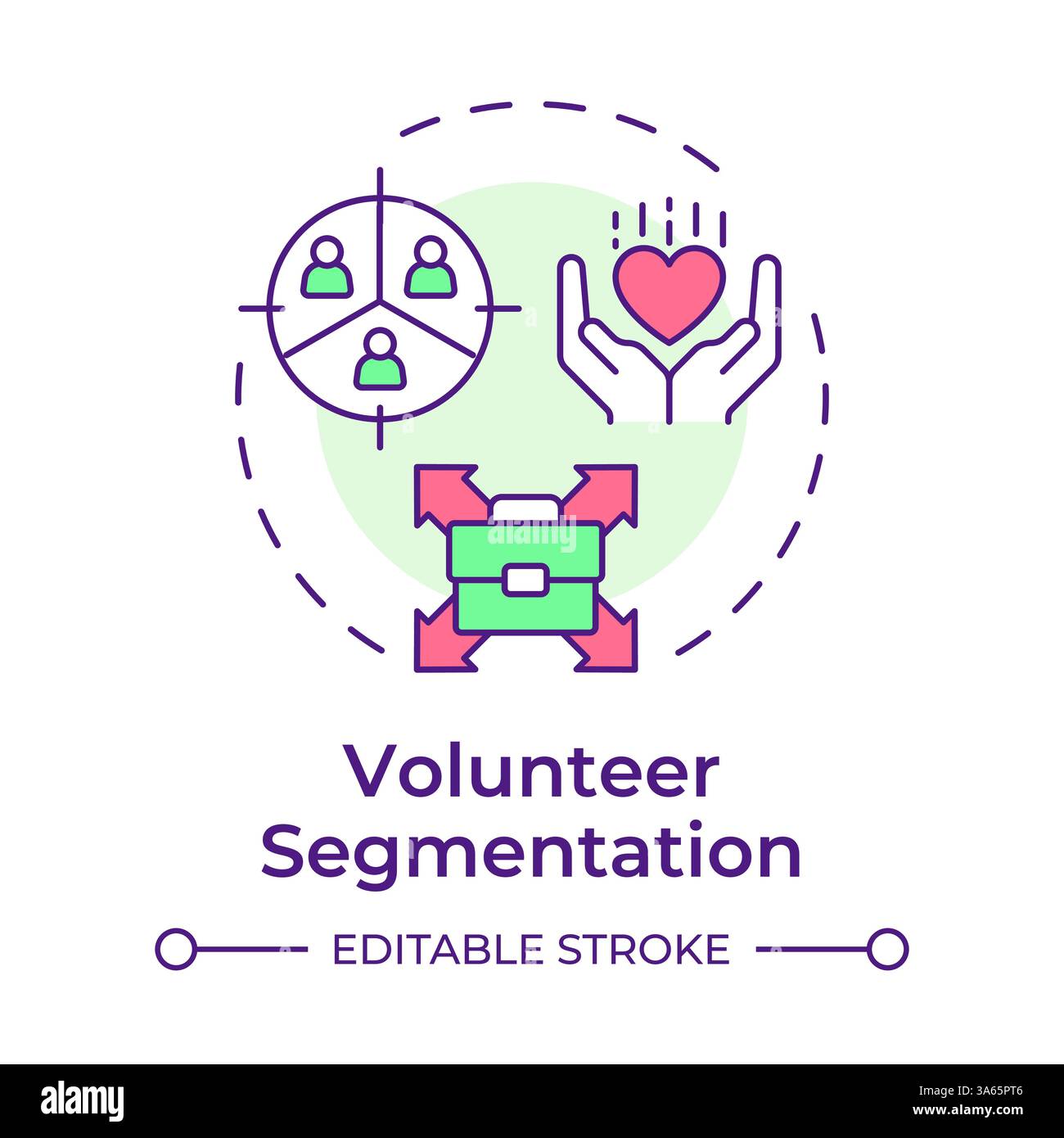 Volunteer segmentation multi color concept icon Stock Vector