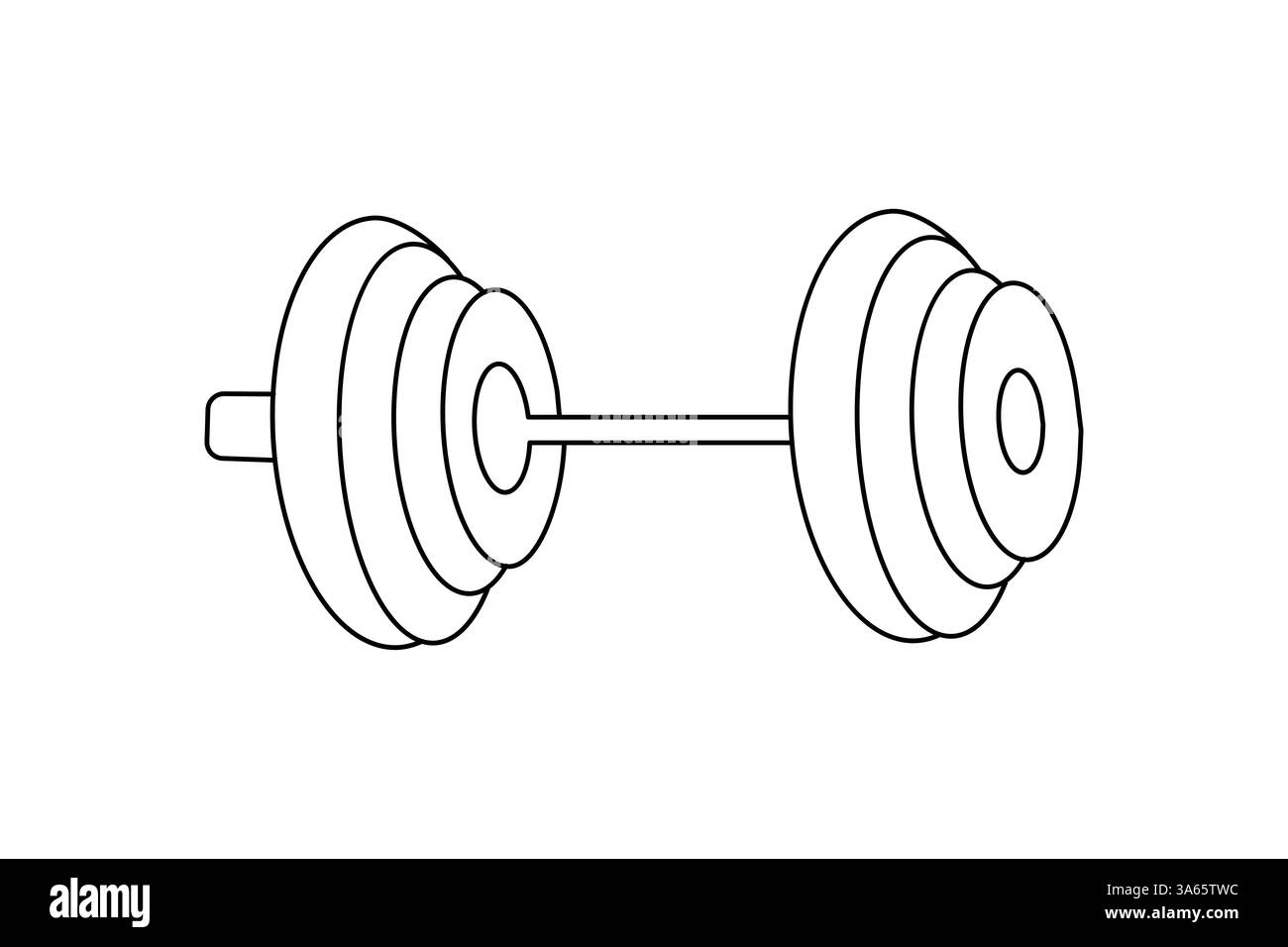 Dumbbell continuous one drawing and minimalist style isolate outline vector icon Stock Vector