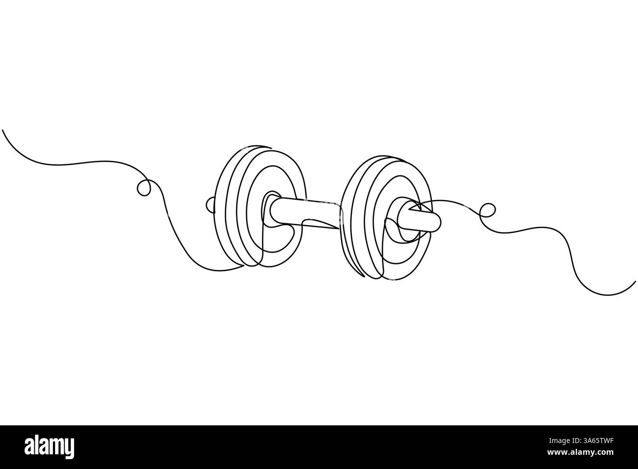 Dumbbell continuous one drawing and minimalist style isolate outline vector icon Stock Vector