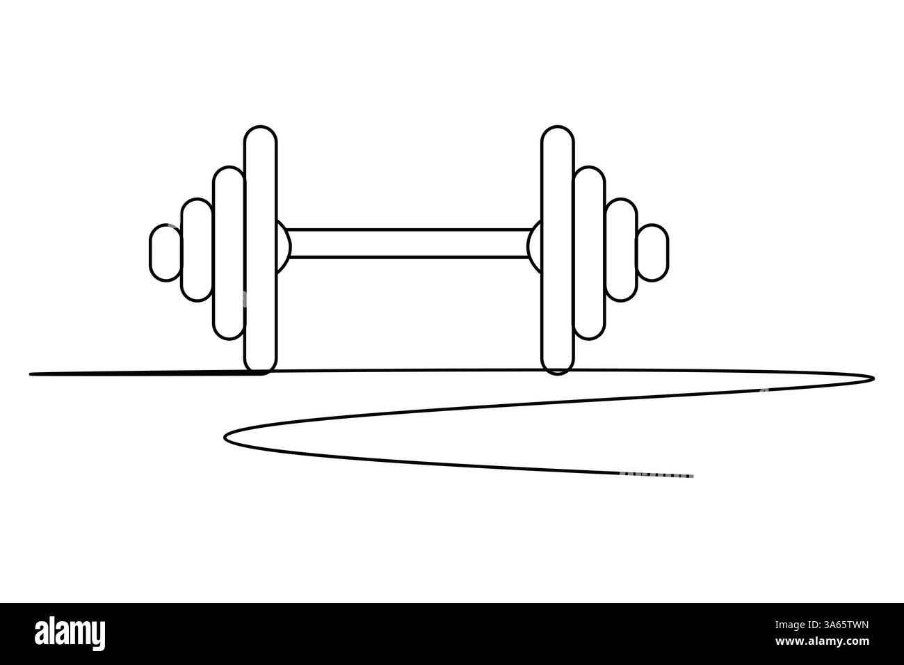 Dumbbell continuous one drawing and minimalist style isolate outline vector icon Stock Vector