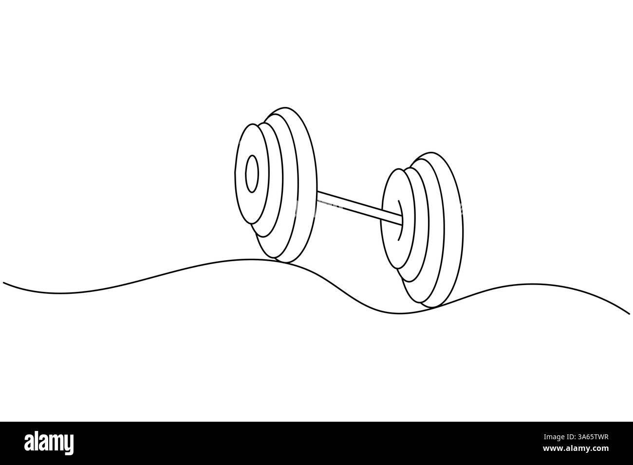 Dumbbell continuous one drawing and minimalist style isolate outline vector icon Stock Vector