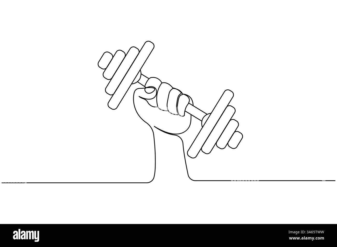 Dumbbell continuous one drawing and minimalist style isolate outline vector icon Stock Vector