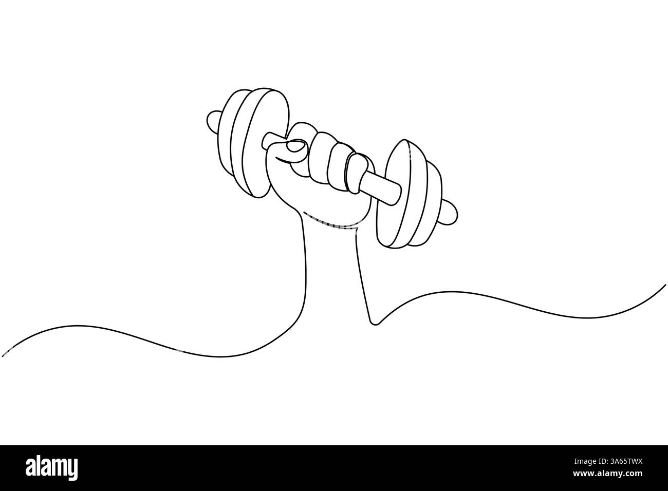 Dumbbell continuous one drawing and minimalist style isolate outline vector icon Stock Vector