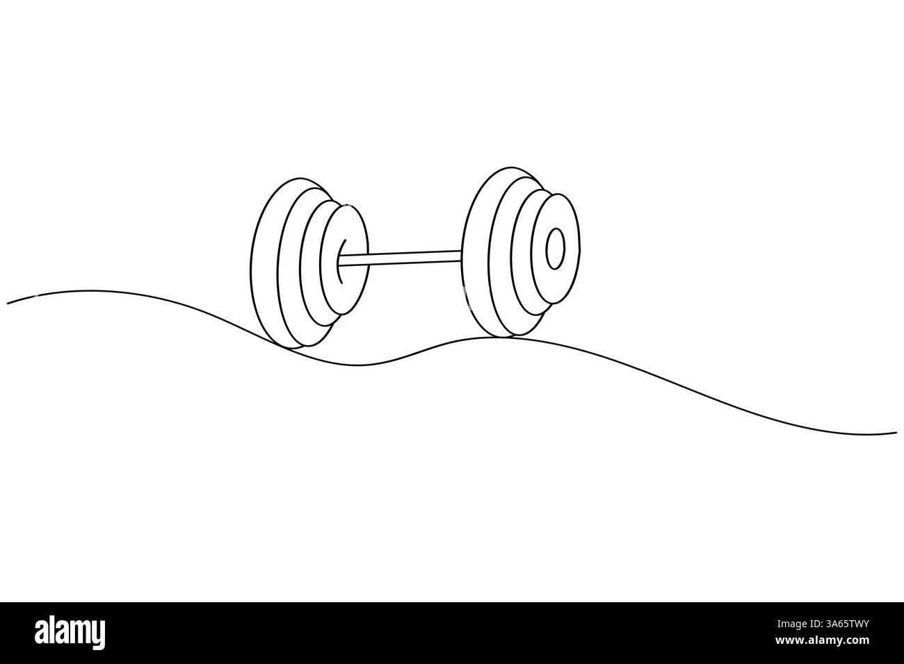 Dumbbell continuous one drawing and minimalist style isolate outline vector icon Stock Vector