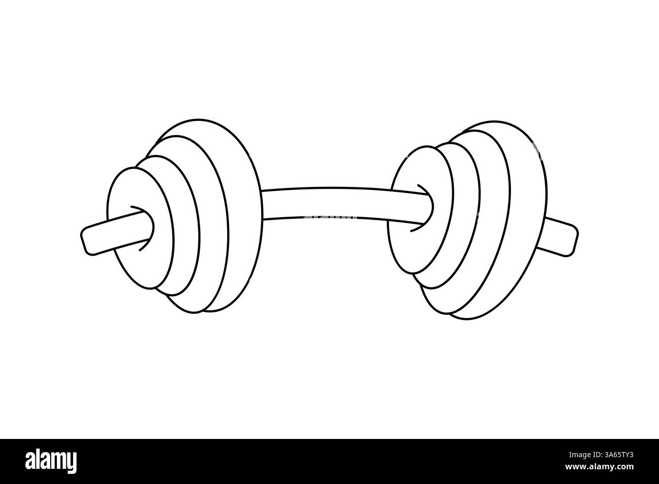 Dumbbell continuous one drawing and minimalist style isolate outline vector icon Stock Vector
