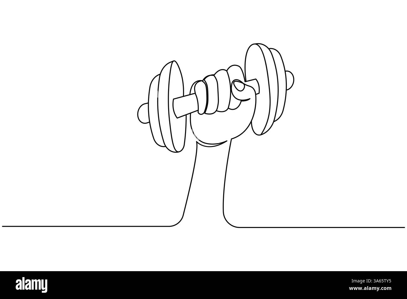 Dumbbell continuous one drawing and minimalist style isolate outline vector icon Stock Vector