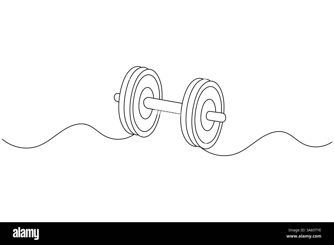 Dumbbell continuous one drawing and minimalist style isolate outline vector icon Stock Vector