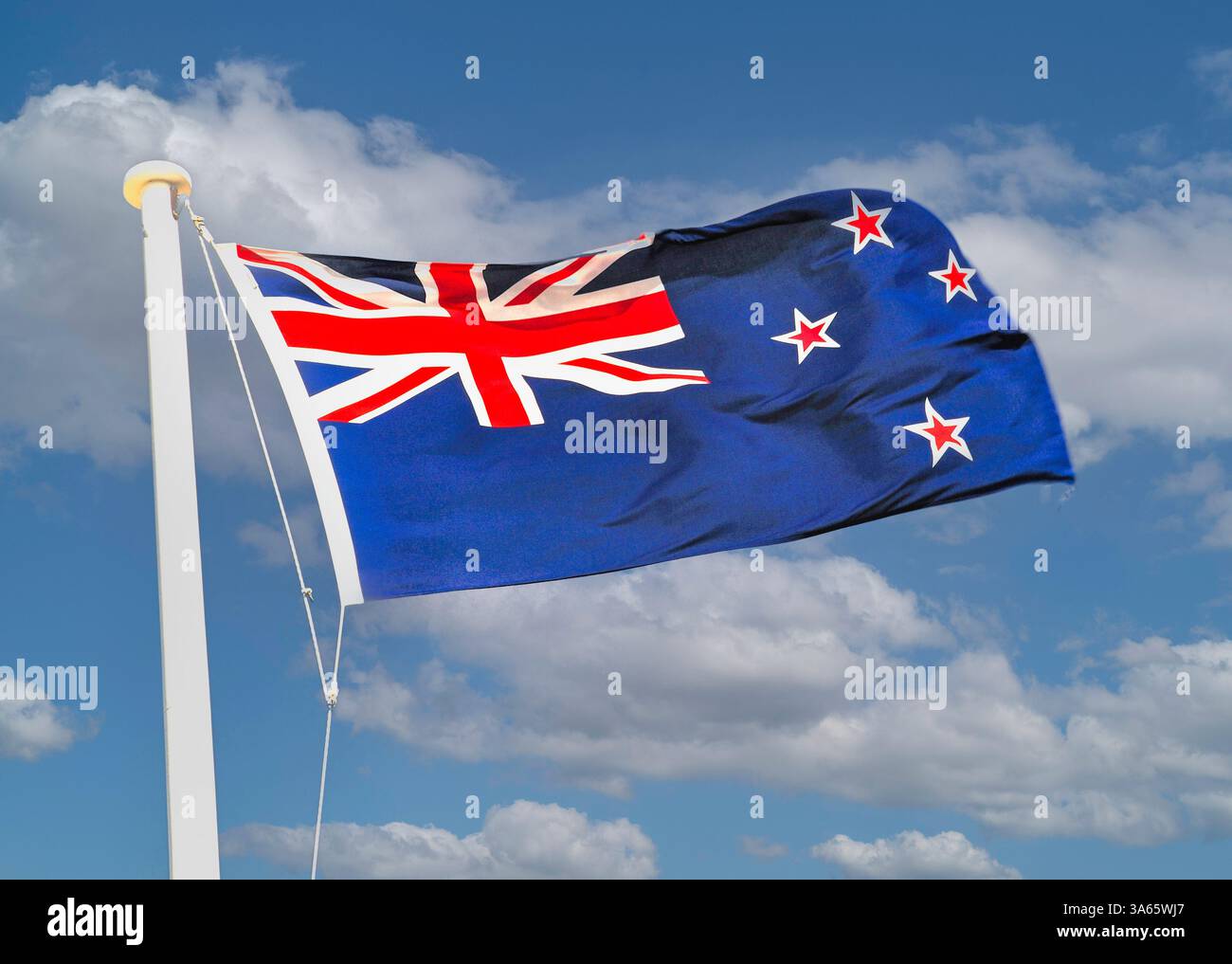 New Zealand flag, The Museum of New Zealand Te Papa Tongarewa, Cable Street, Wellington, Wellington Region, New Zealand Stock Photo