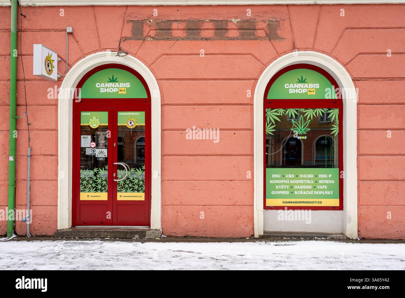 vape entsorgung Cannabis Shop, Prague, Czechia, Czech Republic Stock Photo main image 1