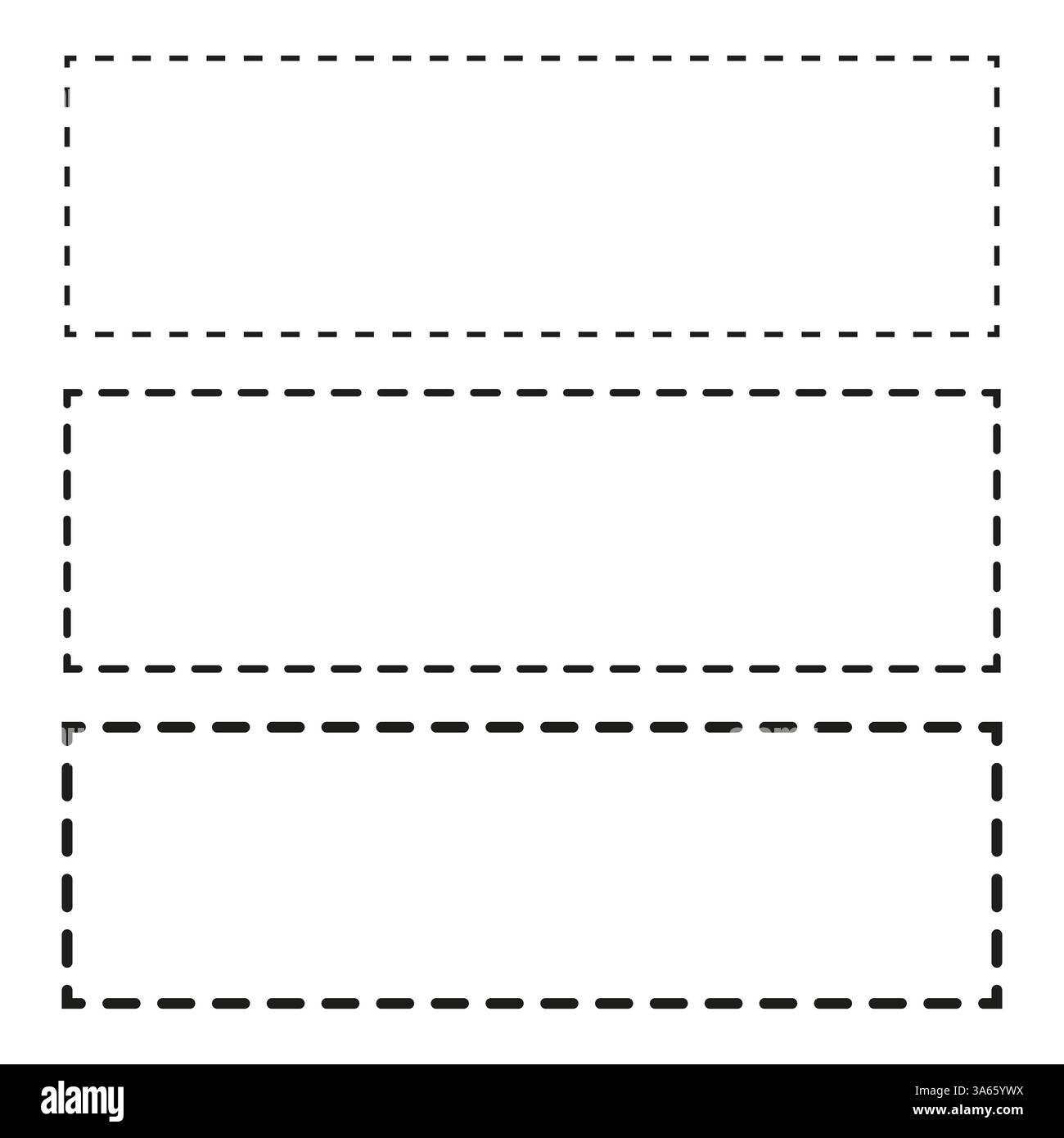 Dotted rectangle frames. Dashed line borders. Vector outline design ...
