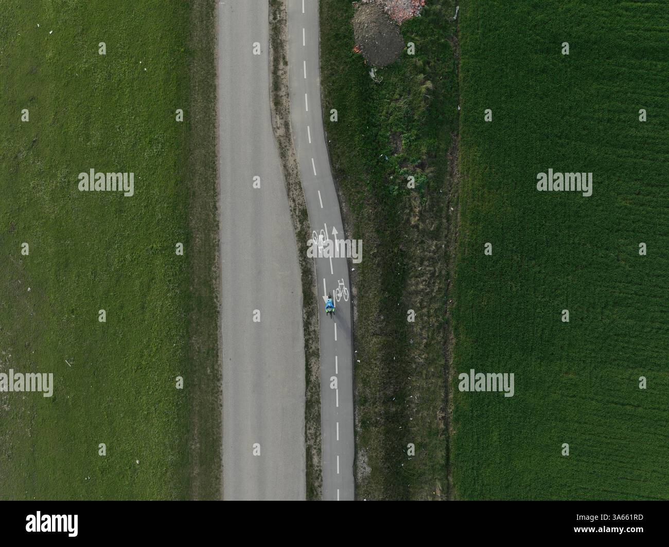 Aerial photo of a single cyclist working out. Healthy lifestyle ...