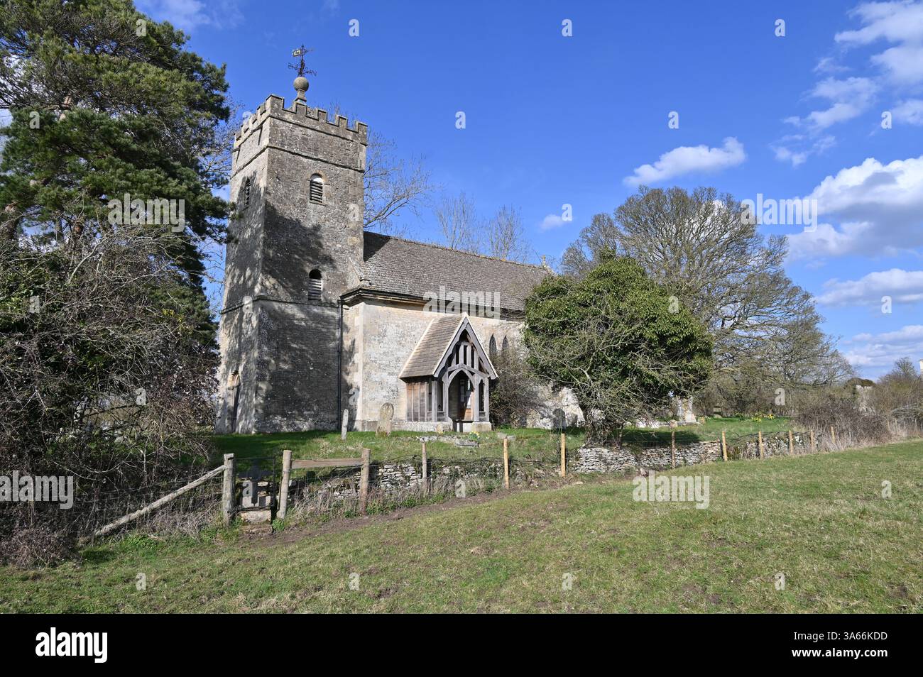 St Giles Church, an isolated church in the hamlet of Hampton Gay near Kidlington, Oxfordshire Stock Photo