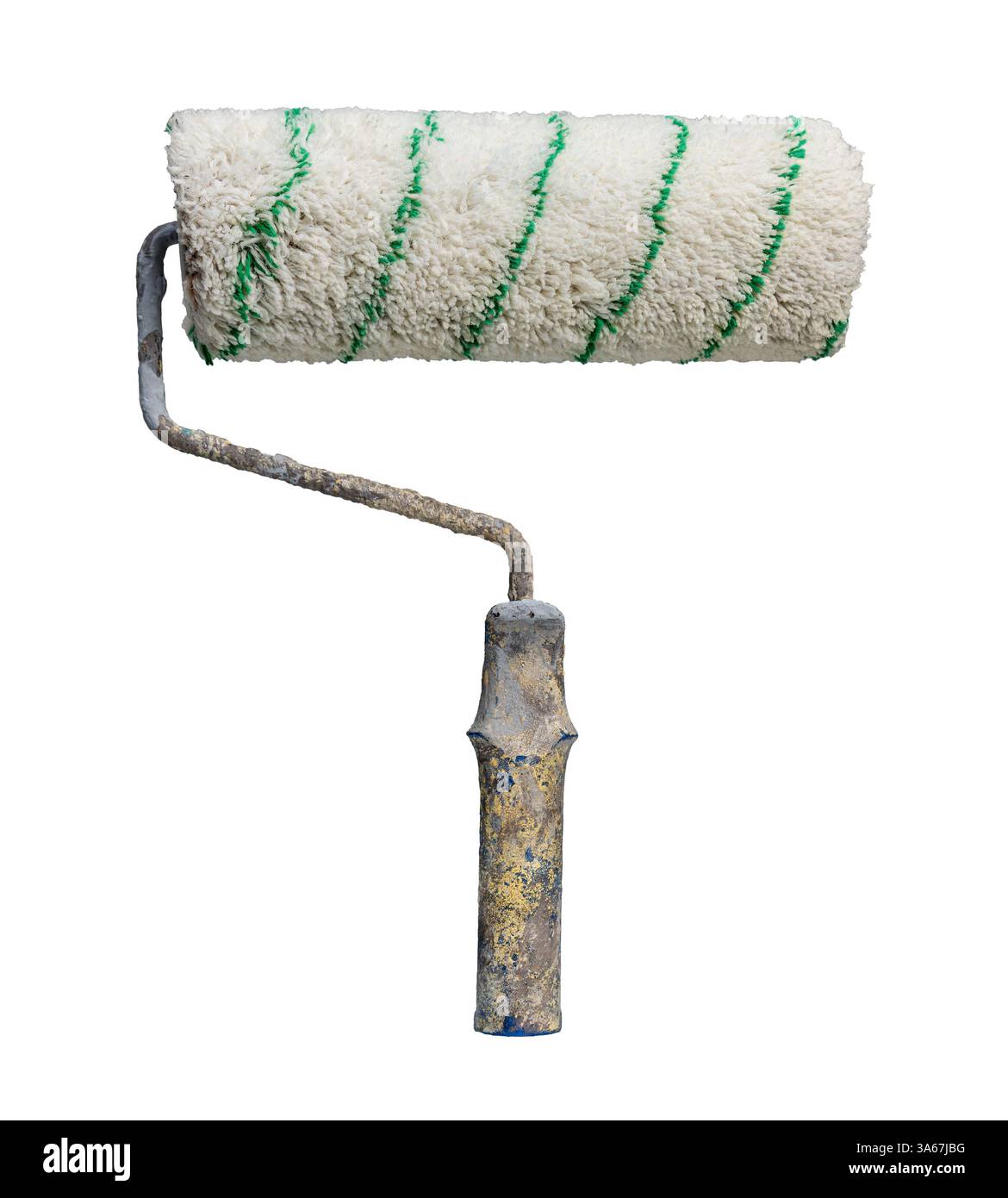 Used paint roller with green stripes on transparent background Stock ...