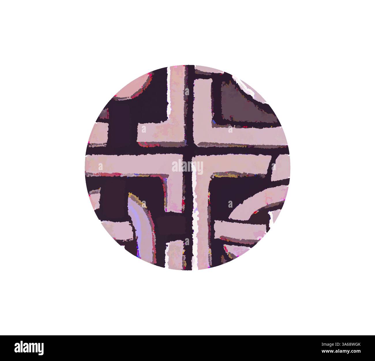 Intriguing Pattern A circular design featuring abstract geometric shapes in varying shades ...
