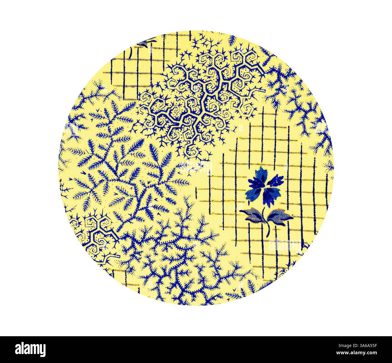Structured Floral Design A vibrant pattern featuring intricate blue floral designs and delicate ...