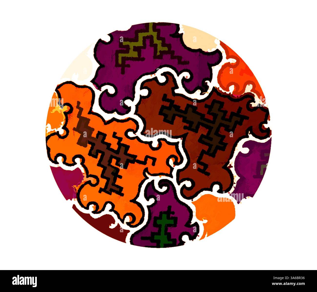 Interlocking shapes in vibrant colors of orange hi-res stock ...