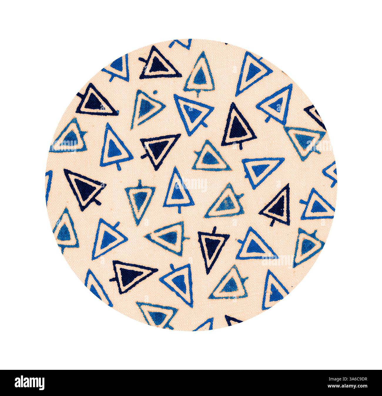 A circular design featuring an array of triangular shapes in varying ...