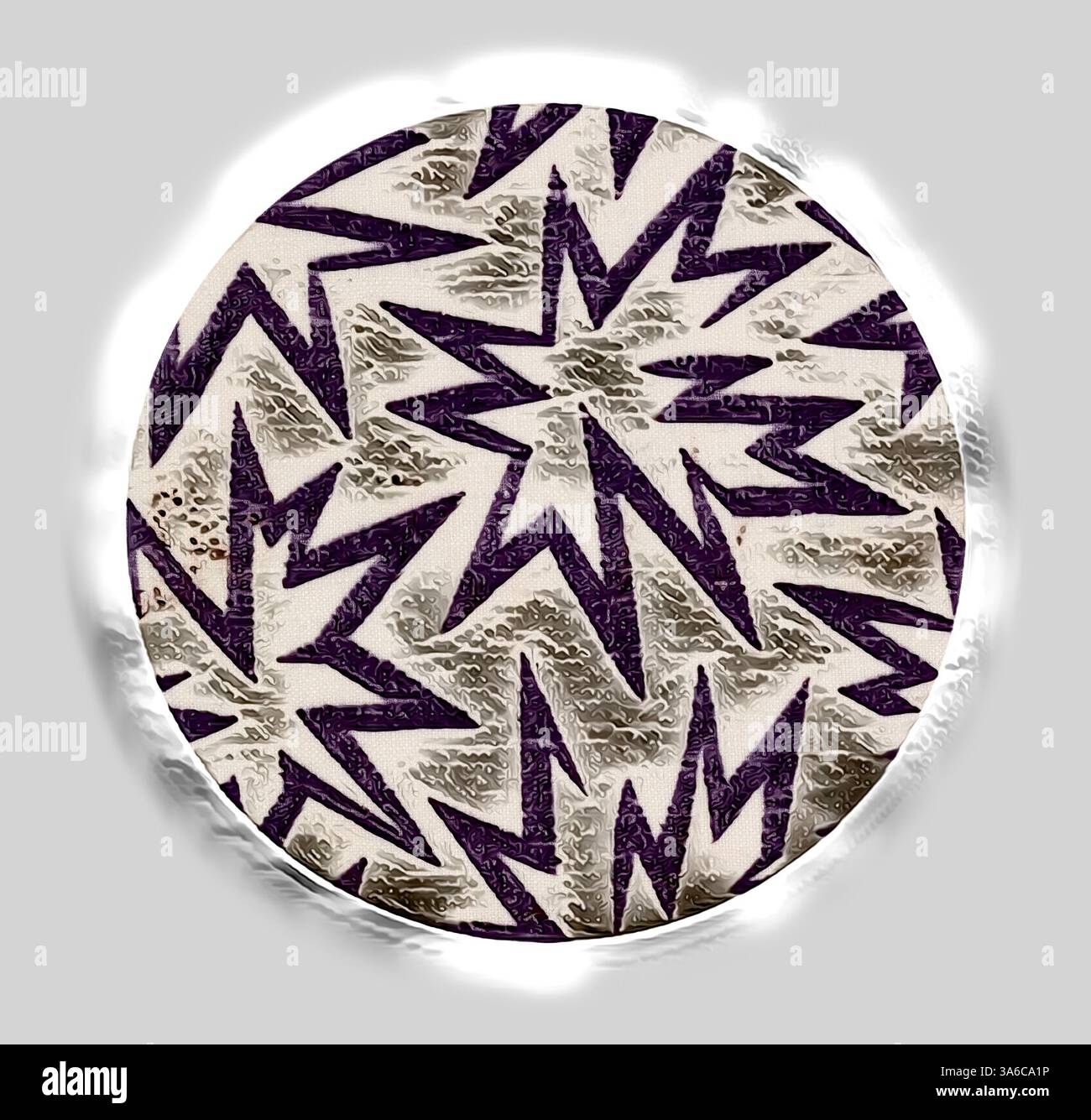 A dynamic pattern featuring bold, angular shapes in shades of purple ...