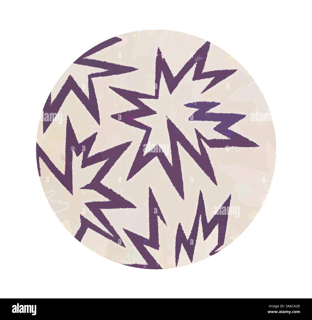 A round design featuring bold, angular starburst shapes in a ...