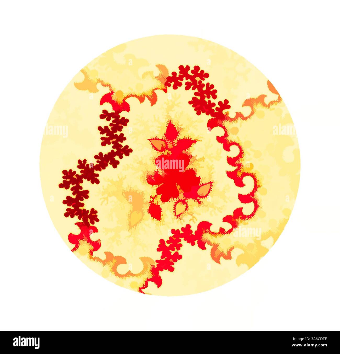 An abstract representation of swirling patterns in vibrant reds and ...