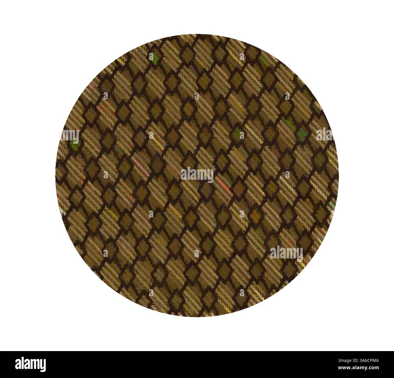 A round rug featuring an intricate pattern of interlocking diamond ...