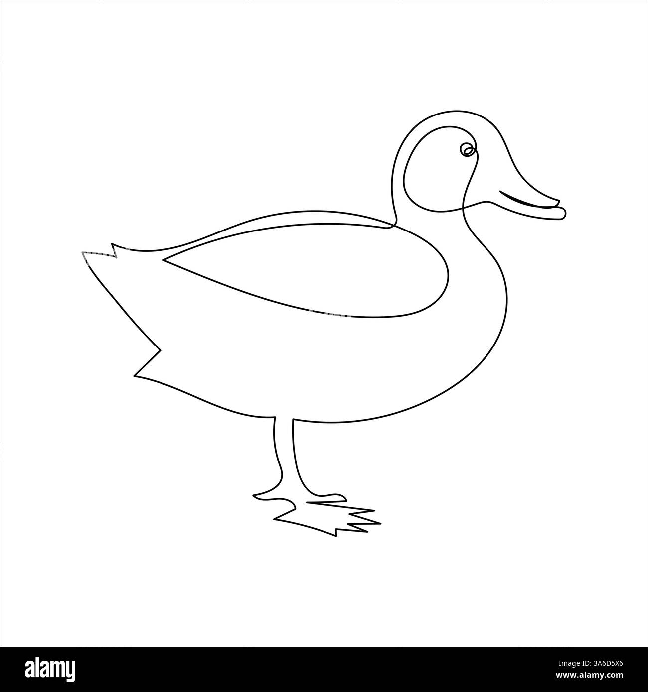 Duck continuous one line drawing of Animal Pets love concept abstract outline vector design Stock Vector