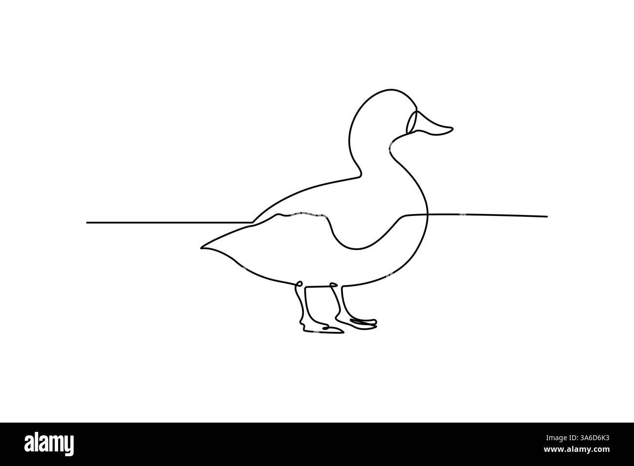 Duck continuous one line drawing of Animal Pets love concept abstract outline vector design Stock Vector