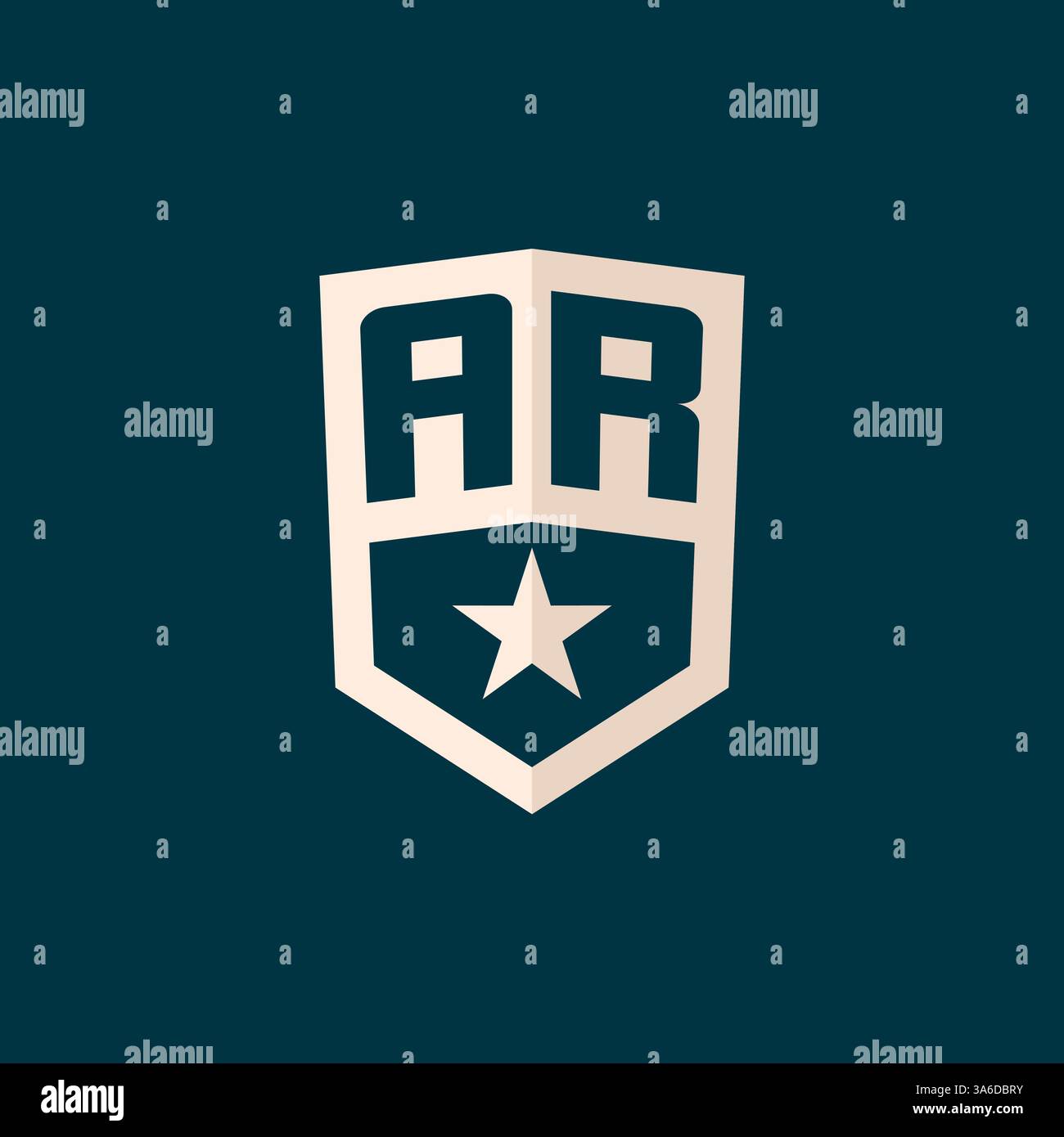 Initial AR logo star shield symbol with simple design vector graphic Stock Vector