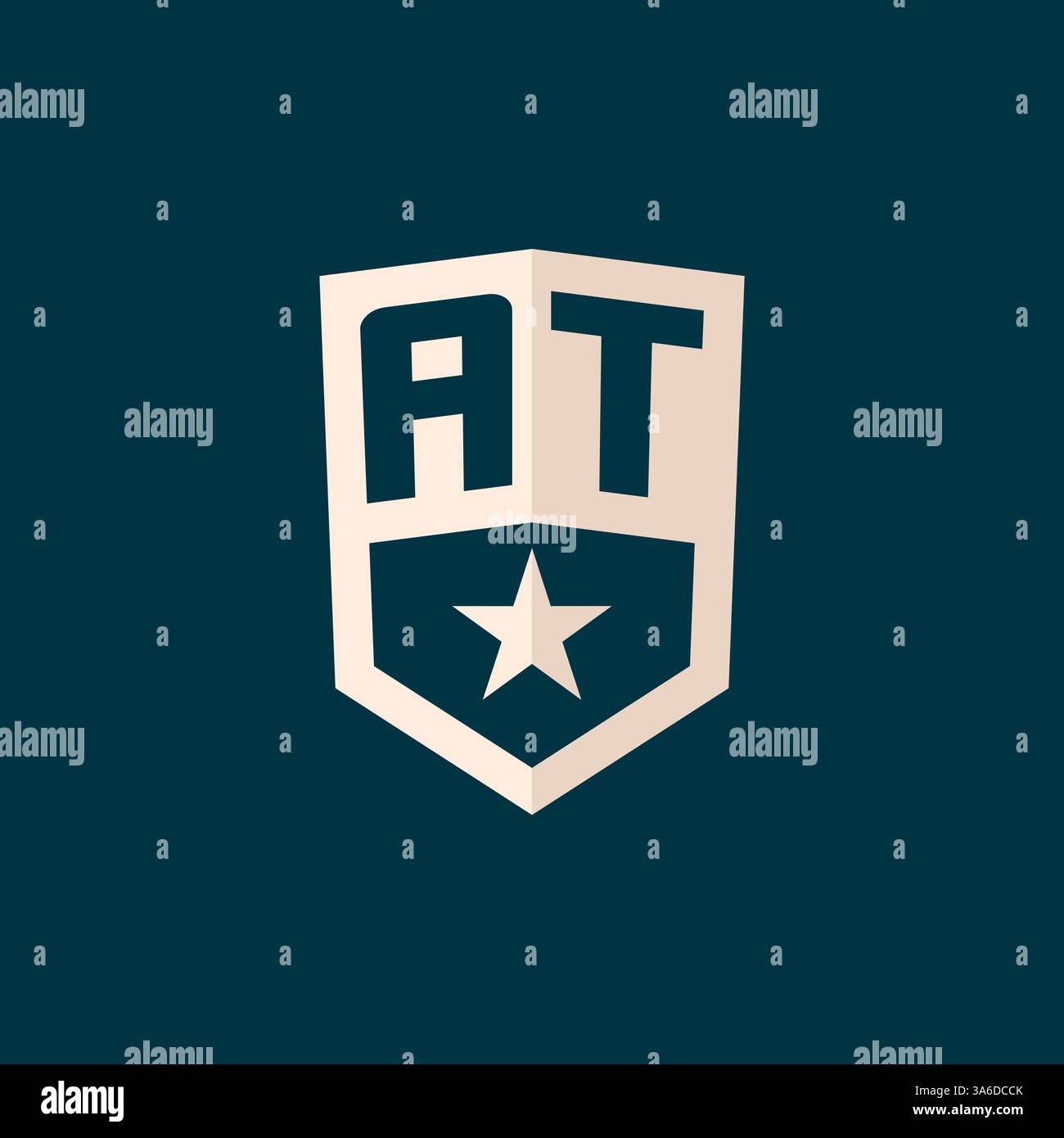 Initial AT logo star shield symbol with simple design vector graphic Stock Vector